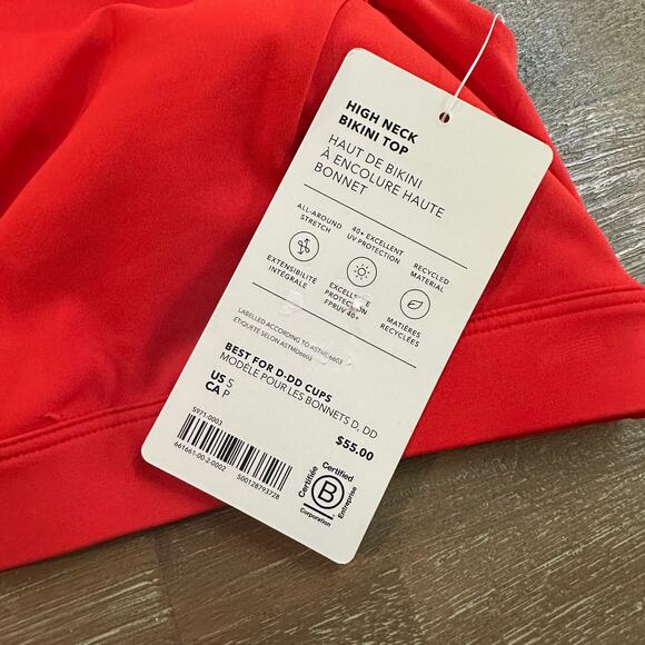 Athleta High Neck Bikini Top D-DD Cups Orange Small - Picture 2 of 5